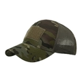 Tactical woodland camo baseball cap with mesh back and velcro patch panel area - Adjustable / Camouflage Green