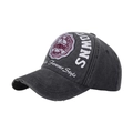Berretto da baseball in cotone grigio lavato con ricamo OWNS e dettagli con stelle - Nero
