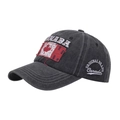 Berretto da baseball in cotone lavato grigio scuro con ricamo foglia d'acero canadese - Nero