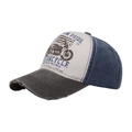 Vintage-Baseballkappe mit Motorrad-Druck im Distressed-Look und gewaschenem Farbblock-Design - Verstellbar / Kaffeebraun