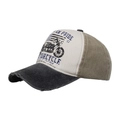 Vintage-Baseballkappe mit Motorrad-Print, olivgrünem Netz und abgenutztem Schirm - Verstellbar / Schwarz