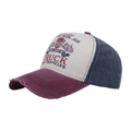 Vintage navy and red washed color-block trucker hat with retro truck print - Adjustable / Burgundy