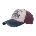 Retro-Baseballkappe mit Motorrad-Print im Trikolore-Design und markanter Vintage-Optik - Verstellbar / Marineblau