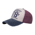Gorra de béisbol vintage con bloques de color azul, crema y granate y efecto gastado - Ajustable / Azul marino