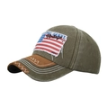 Gorra de béisbol vintage verde militar y marrón con parche de la bandera americana - Verde Militar Claro