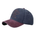 Gorra de béisbol vintage lavada con bordado de ancla y visera de efecto usado - Ajustable / Azul marino
