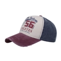 Cappellino da baseball vintage con stampa basket 56 in rosso, beige e blu scuro patchwork - Regolabile / Borgogna