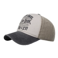 Gorra de béisbol vintage de retales gris y caqui con estampado de letras LIFEFAST - Ajustable / Negro