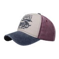 Berretto da baseball moto RIDES tricolore slavato con ricamo vintage e bordo usurato - Regolabile / Blu navy
