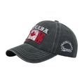 Vintage dark gray washed cotton baseball cap with red Canada maple leaf embroidery - Army Green