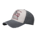Washed contrast truck print baseball cap in grey and beige with distressed edges - Adjustable / Gray