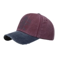 Gorra vintage en burdeos y azul marino con logo de ancla y acabado de estilo gastado - Ajustable / Burdeos