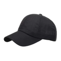 Solid black quick-dry mesh baseball cap with breathable laser-cut holes for outdoor sports - Black