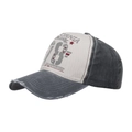 Vintage baseball cap in dark grey and beige with distressed brim and California prints - Adjustable / Gray