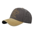 Gorra de béisbol vintage lavada en gris y caqui con estampado de ancla y borde desgastado - Ajustable / café