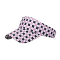 Pink and black checkerboard outdoor sun visor hat with stylish plaid canvas pattern - Adjustable / Pink