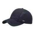 Dark blue quick-dry baseball cap with mesh side panels and sports badge detail - Navy Blue