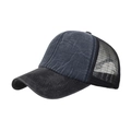 Vintage καπέλο trucker από μπλε τζιν με μαύρο δίχτυ που αναπνέει και πάνελ από σφουγγάρι - Ρυθμιζόμενο / Ναυτικό μπλε