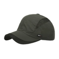Olive green quick-dry sports baseball cap with breathable mesh panels and rubber tag - Army Green