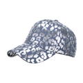 Denim blauwe honkbalpet met zilveren luipaardprint en een gebogen klep stijl - Zilver