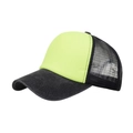 Neon yellow and black foam trucker hat with breathable mesh back and solid brim - Adjustable / Neon Yellow