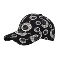 Classic baseball cap with white clover floral print on black fabric for outdoor sun protection - Black (As Shown)