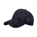 Berretto da baseball blu navy leopardato con ricami dorati e visiera curva - Blu