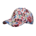 Floral print baseball cap with gold thread embroidery and curved brim in warm earth tones - Blue