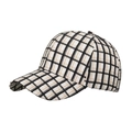 Cappellino da baseball classico con motivo a scacchi nero e beige e visiera curva - Beige