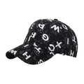 Modische schwarze Baseballkappe mit weißem Alphabet-Muster und Kunstdruck-Design - Schwarz