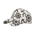 Cappellino da baseball bianco con stampe di ancore e timoni neri in cotone casual - Bianco