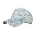 Lichtblauwe baseballpet met bloemenpatroon van witte bloemen en groene bladeren - Lichtblauw