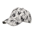Weiße Segeltuch-Baseballkappe mit schwarzem Fabelwesen und Buchstaben-Drucken - Weiß