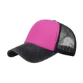 Rose red and black trucker hat with breathable mesh and curved brim baseball cap - Adjustable / Plum Red