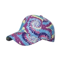 Colorful tie-dye graffiti baseball cap with purple and blue gradient tones and curved brim - Blue/Purple