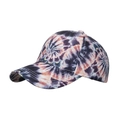 Gorra de béisbol tie-dye con estampado de remolino colorido y visera curva de sol - Negro