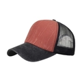 Mesh baseball cap in brick red and black washed canvas with vintage sponge texture - Adjustable / Dark Orange
