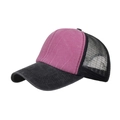 Pink and black trucker hat with mesh back and distressed washed finish for summer - Adjustable / Deep Pink