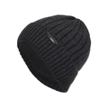 Dark grey knitted beanie for men with thick vertical ribs and warm fleece lining - Deep Heather Grey