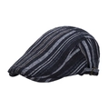 Classic British striped beret for men with adjustable bronze metal buckle for autumn wear - Navy Blue