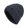Berretto invernale grigio scuro in maglia a trecce con fodera in pile e logo in metallo - Blu