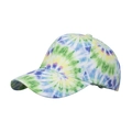 Gorra de béisbol tie-dye con vibrantes patrones radiales verdes, amarillos y azules - Verde