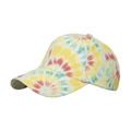 Gorra de béisbol tie-dye con degradados vibrantes en amarillo, verde y rojo y visera curva - Amarillo