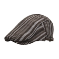 Classic newsboy cap featuring brown and white vertical stripes with metal side buckle - Coffee