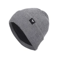 Berretto in maglia grigia con fodera in peluche e logo quadrato per il calore invernale - Grigio Melange Medio