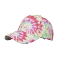 Casquette de baseball tie-dye rose et verte en toile de coton avec boucle de réglage - Rouge/Vert