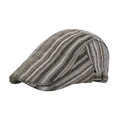 Classic British style striped beret cap in beige and brown with adjustable metal buckle - Khaki