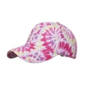 Casquette de baseball tie-dye avec dégradé de rose rouge, rose et jaune pâle chiné - Rouge