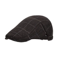 British style brown wool blend flat cap with retro herringbone pattern and adjustable buckle - Coffee