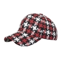 Berretto da baseball classico con motivo pied de poule rosso, bianco e nero in tweed - Rosso